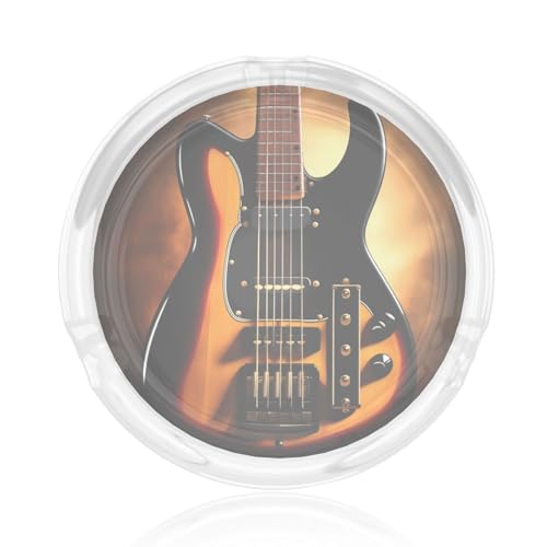 Posacenere rotondo in vetro per chitarra strumentale, un accessorio elegante, resistente ed elegante per la casa o l'ufficio.