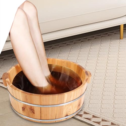 Cubo con asa de madera para baño de pies que alivia las piernas cansadas 5