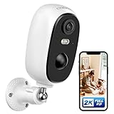 2022 Upgraded COOAU 2K Überwachungskamera WLAN Aussen/Innen, Akku Kabellos Wiederaufladbare IP Kamera mit PIR-Bewegungserkennung, Lange Zeit Standby mit Nachtsicht in Farbe und 2 Wege Audio, IP65