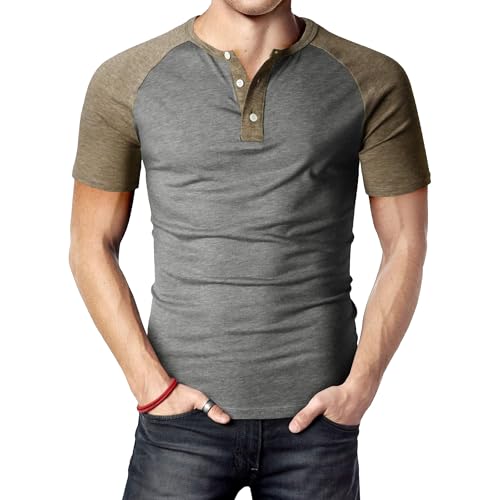 Men Casual Jogging Fitness Shirts Classic Henry Collar Street Sport T Shirt Summer Classic Short Sleeve Pullover (Style5,3X-Large)