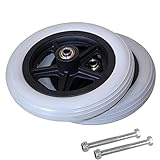 XIAOYUE 2 Stück Manuelle Rollstuhl-Vorderräder Ersatzteile, 6 Zoll / 7 Zoll / 8 Zoll PU-Vollrad-Ersatz mit 5/16 Zoll-Lager, Ersatz Lenkrollen Räder für Rollstuhl