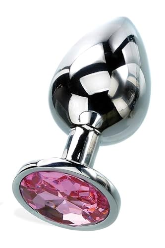Adam & Eve Gem Medium Anal Plug, Metal Butt Plug for Women & Men, Tapered Trainer for Beginners & Advanced, Weighted Aluminum Plug for Temperature Play, Safety Flared Base, Includes Velvet Bag, 2.8