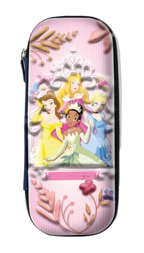 Estojo Escolar VMP PVC+EVA Disney Princesas – Multiplos Compartimentos e Zíper Reforçado para Canetas, Lápis e Acessórios Escolares.