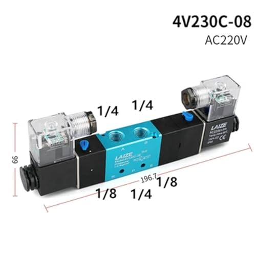 Électrovanne 2 positions 5 voies 4V210-08 commande pneumatique AC220V - 2