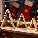 Weihnachtsdeko Holz Weihnachtsbaum, 3er Holz Tannenbaum Weihnachten Tischdeko Weihnachtsbaum aus Holzbaum Holztannenbaum für Weihnachts Tisch Deko