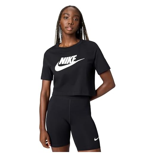 NIKE W NSW tee Essntl CRP ICN Ftra Camiseta, Mujer, Negro (Black/White), M