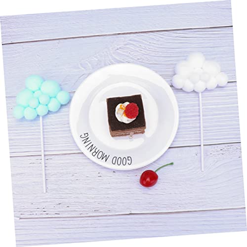 Parliky 5pcs Woolen Yarn Cloud Cupcake Picks Edible 3D Cake Toppers for Birthday Party Baby Shower White Appetizer Decoration - Image 4