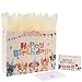 wishinside 13” Large Dog Happy Birthday Gift Bag Set with Handles, Greeting Card, Tissue Papers and Stickers for Girl Boy Kid Women Men, Cream Puppy Design, 1 Pcs