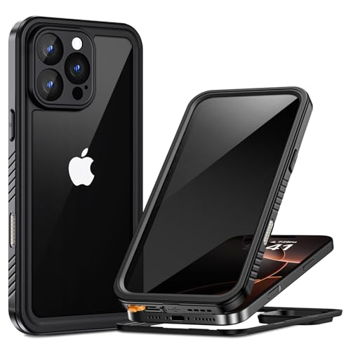 Lanhiem Privacy for iPhone 16 Pro Max Waterproof Case, Dustproof Case with Privacy Screen Protector, Heavy Duty Full Body Anti-Spy Waterproof Phone Cover 6.9" (Black)