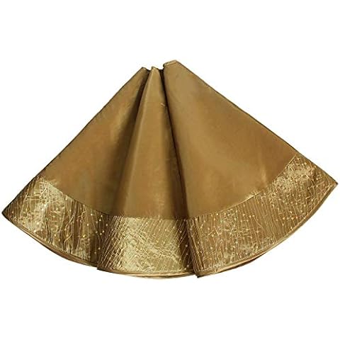 Gireshome Gold Faux Silk Christmas Tree Skirt Cover