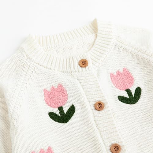 Image of Simplee kids Baby Sweater Toddler Girls Cardigan Sweater Embroidered Strawberry Knit Sweater