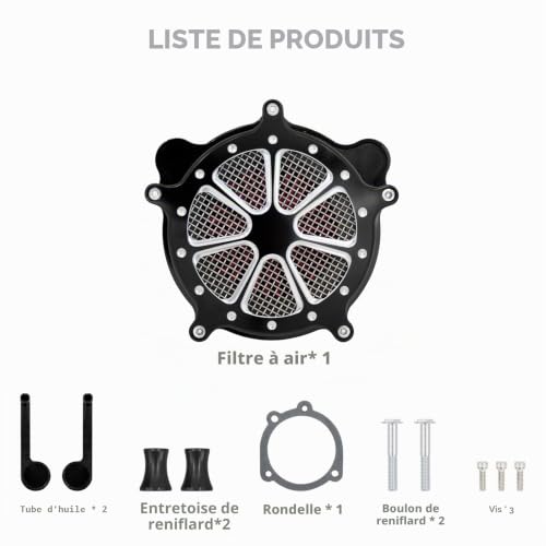 Filtre à air CNC noir pour Harley Touring Softail Dyna 2000-2017