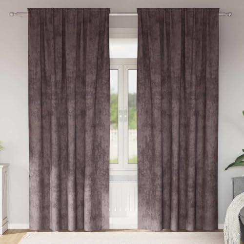Rideaux en velours marron de haute qualité avec doublure œillet - 2