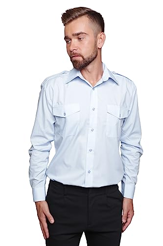Image of Mirabella Health & Beauty Men's Pilot Shirt Long Sleeve Sky Blue 15.5''