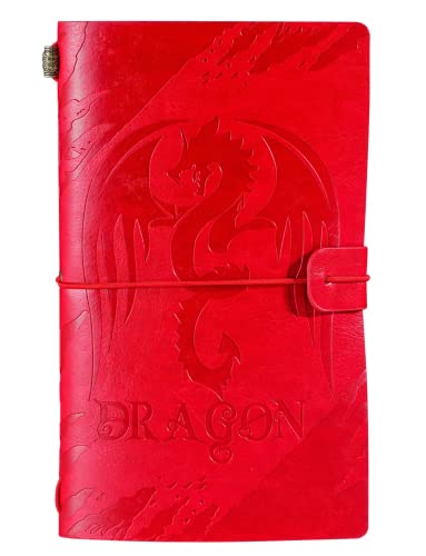 Dragon Gifts Carnet de notes en cuir pour les amateurs de dragons, enfants, adolescents, carnet de croquis rechargeable, agenda de voyage, planificateur ligné, 17,8 x 12,7 cm Cover