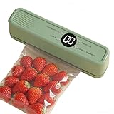 MEGAWISE Mini máquina selladora de alimentos portátil de carga USB, para frescura, aperitivos, Sous Vide, cocina, camping (verde)