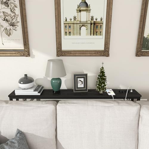 VEDECASA Mesa consola de 15 cm con estación de carga y puertos USB, mesa auxiliar estrecha, mesa baja, para entrada, salón, pasillo, oficina - imagen 5