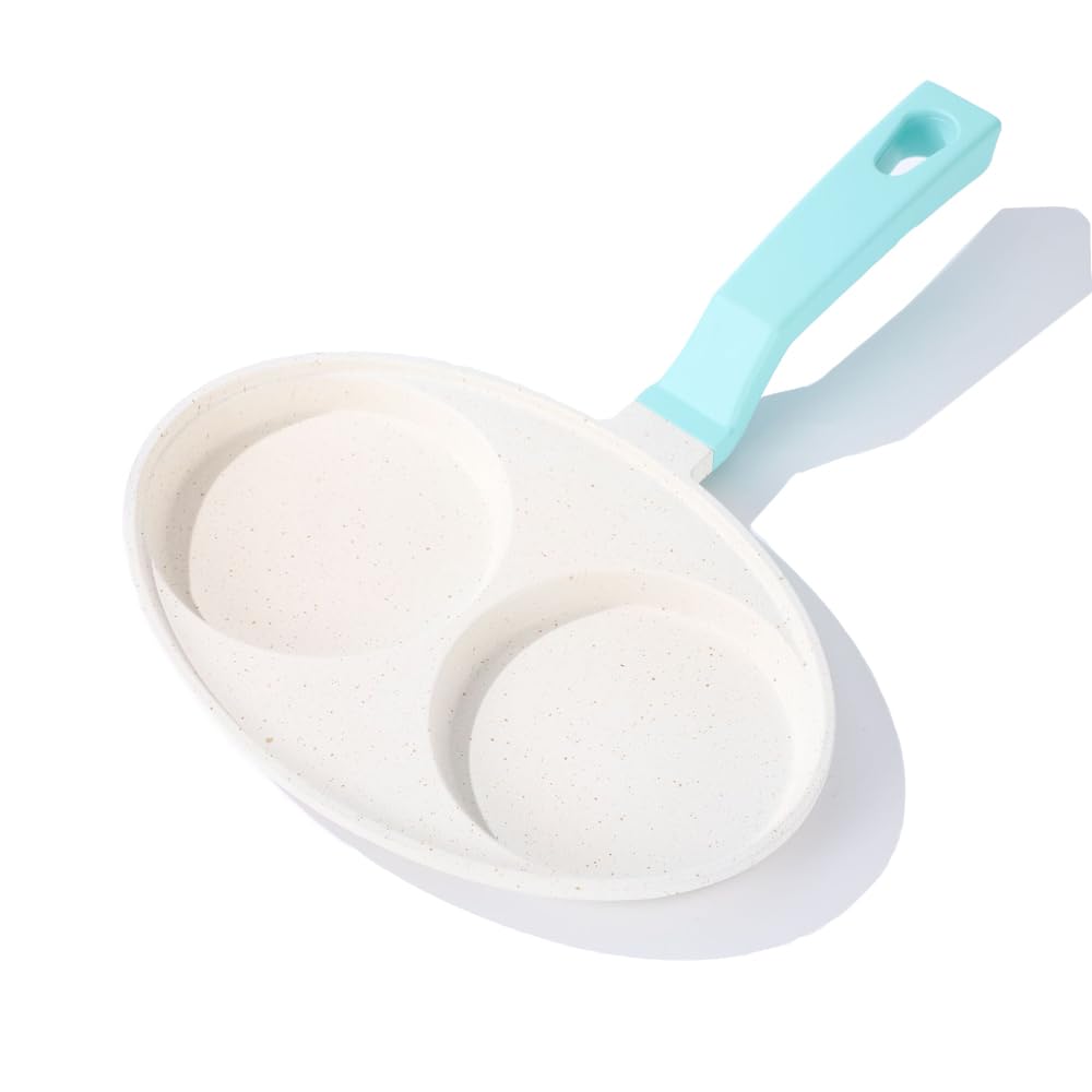 Unoschrim Egg Frying Pan 2-Cup, Nonstick Aluminium Omelette Pan, Pancake Pan with Anti-scald Handles, Small Frying Pan for Cooking Eggs, Hamburger and Pancake, Compatible with All Stoves