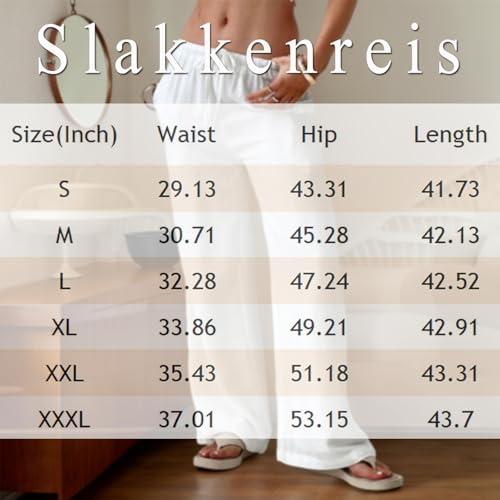 Women Linen Pants Summer Wide Leg Pants with Pockets Boho Beach Pants High Waist Drawstring Flowy Palazzo Pants3
