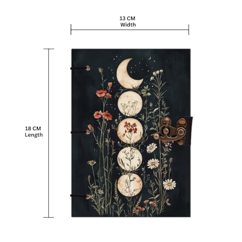 Image of Flower Moon Face Diary Notebook 7x5 Inch 160 Pages Unruled Journal for Writing