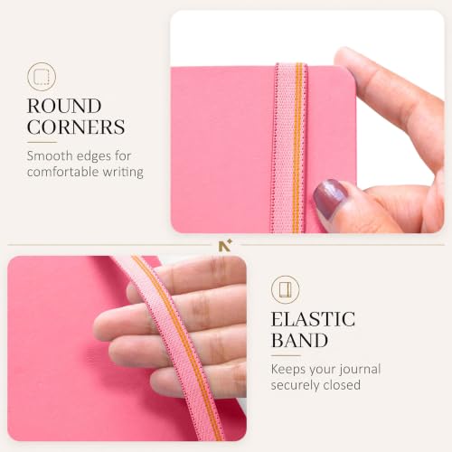Image of NEORAH -B5 DOTTED | 368 Pages - 110 Gsm | PAGE A DAY JOURNAL (25x17.5 cm)-Hardcover Dot Grid Notebook |Back Pocket |3 Silk Book Mark - Completely HANDMADE for Journaling,Note Taking- PINK