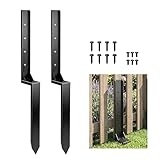 Outsunny 2 Pack Fence Post Repair Kit, 81 cm Heavy Duty Metal Fence Post Support with Nails Drill, Garden Ground Stake Spikes for Repairing Damaged Broken Gate, Posts, Sign Posts or Mailbox