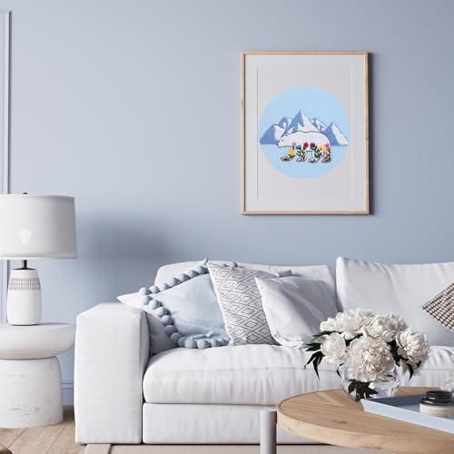 Image of Louise Maelys Glacial Polar Bear and Flowers Embroidery Kit DIY Craft | Pre-Printed Fabric, Hoop, Threads, Needles & Guide for DIY Needlepoint Kit and Cross Stitch Starter Kit for Adults