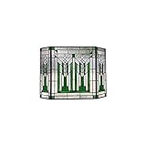 Chloe Lighting Benjamin Mission 3pcs Folding Tiffany-Glass Fireplace Screen 38' Wide