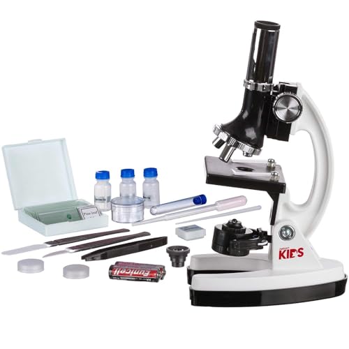 AMSCope FBA_M30-ABS-KT1-W conjunto de microscópio orgânico para crianças com braço de metal de 48 pe