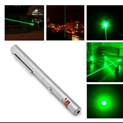 Ponteiro Laser Verde Caneta Lanterna Ponto Longo Alcance [Prata]