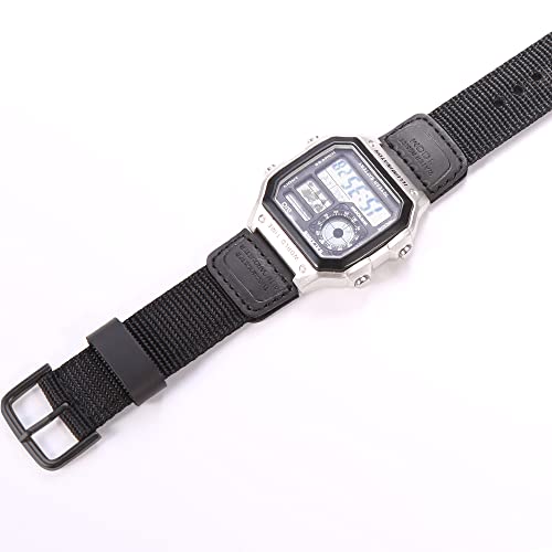 XBHSW 18mm Nylon strap Compatible with Casio AQ-S810W AE1200WH SGW-300H 400 500 MRW-200H Men's weave Watch Band
