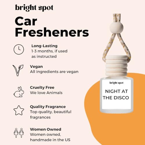 Image of Car Air Freshener - Premium Car Hanging Air Freshener, Long-Lasting Fragrance for Auto and Home (0.2 Fl Oz (Pack of 2), Night at the Disco - Amber, Cedar, Musk)