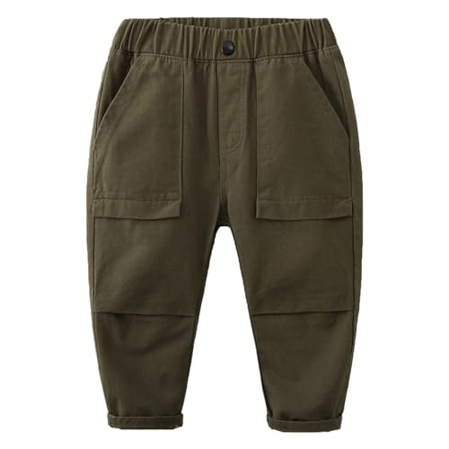 Toddler Baby Pants Boys Spring Autumn Models Casual Solid Color Elastic Waist Trousers Pocket Work Bottoms Unisex
