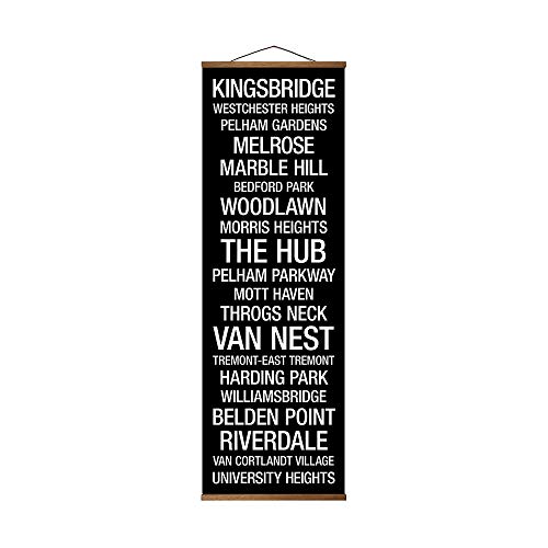 City Typography: Bronx Hanging Poster Canvas Print Ready to Hang, New York City Wall Decor, 20"x60"