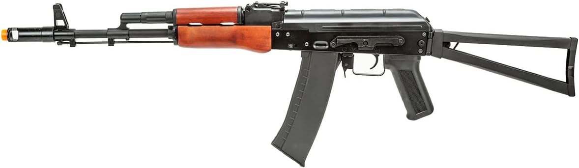 Lancer Tactical AK-47N Series AEG Full Metal Airsoft Rifle 400 FPS with Skeleton Folding Stock Real Wood Furniture (ETU Installed)