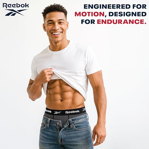 Reebok Mens Boxer Briefs 3 Pack Soft Stretch Boxers with Contour Pouch, 6" - image 6