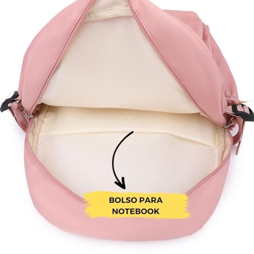 Mochila Feminina Escolar Bolsa Faculdade Viagem Anti Furto para Notebook (Rosa)