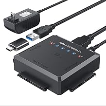 Hard Drive Reader Ultra Recovery Converter, SATA IDE to USB 3.0 Adapter for 2.5" 3.5" HDD/SSD, USB to SATA/IDE One Touch Clone with 12V Power Adapter