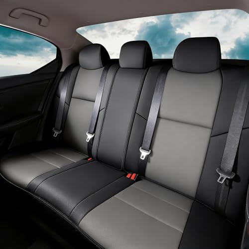Image of AOMSAZTO Seat Covers for Nissan Sentra:2020 2021 2022 2023 2024 2025 S SV | (Not for SR) Custom Fit Full Set Leather Cushion Car Seats Cover Black&Gray