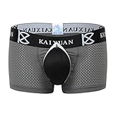 IYUNYI Men's Penis Pouch Front Removable Underpants Padded Boxer (Dark gray, x_l)