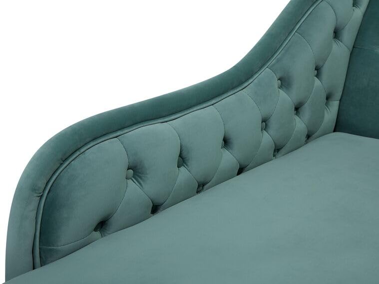 Image of Velvet Modern Chesterfield Chaise Lounge Couch 166 X 63 X 76 for Your Loving Space (Mint Green, Right Arm)