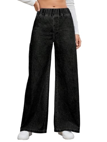 Women's Wide Leg Jeans Low Rise Baggy Loose Casual Black Denim Pants Boyfriend Jeans