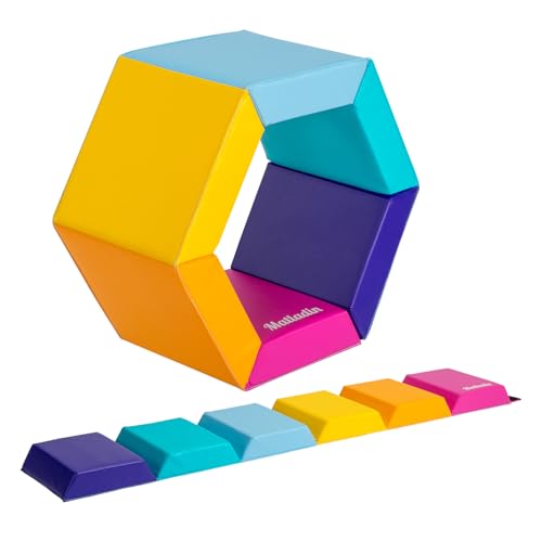 Matladin Gymnastics Gym Tumbling Mat for Kids Children, Hexagon Gymnastics Folding Exercise Mat for Stretching Yoga Cheerleading Martial Arts