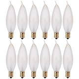 KOR Pack of 12 – 15 Watt Flame Tip Shape Frosted Candelabra Light Bulbs, E12 Base, 120V, Incandescent Dimmable. Warm White Color, 15W for Chandeliers, Pendants, Ceiling Fan and Sconces