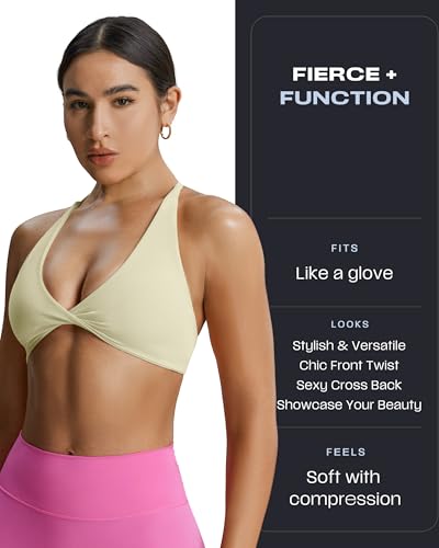 Image of Aoxjox Women's Workout Sports Bras Fitness Metamorph Sienna Twist Bra Yoga Crop Tank
