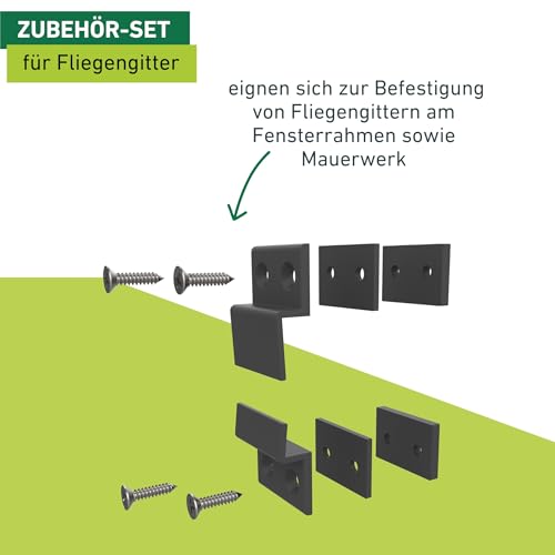 Windhager Insektenschutz Einhängewinkel-Set, Montageset für Insektenschutz Spannrahmen, Montagewinkel, Rahmen-Winkel, 4 Stück, weiß