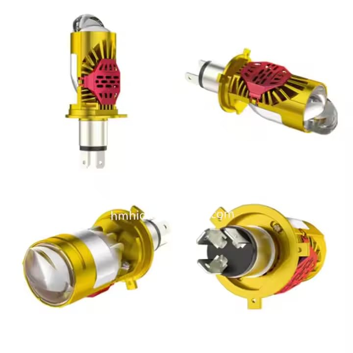 Image of RTD LED Projector Headlight Bulb, H4 Dual Lens Design, High /Low Beam, (set of 1), Gold And Red