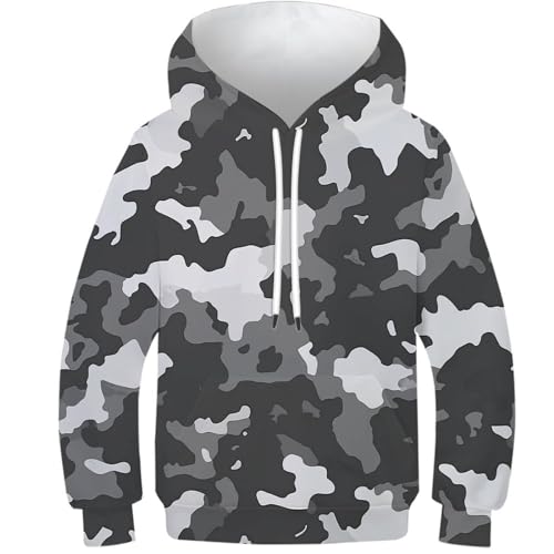 Sweat à capuche imprimé camouflage pull de sport collège pour ado