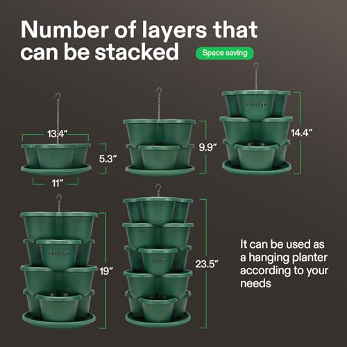 VIVOSUN Plantador empilhável vertical de 5 camadas para morangos, flores, ervas, legumes, verde escu