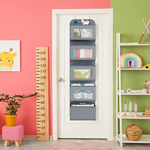 Fixwal Over The Door Hanging Closet Organizer Wall Mount Pantry Storage With 5 Large Pockets And Clear Window For Baby Nursery Bedroom Dorm Pantry Bathroom (Grey) #TOP4
